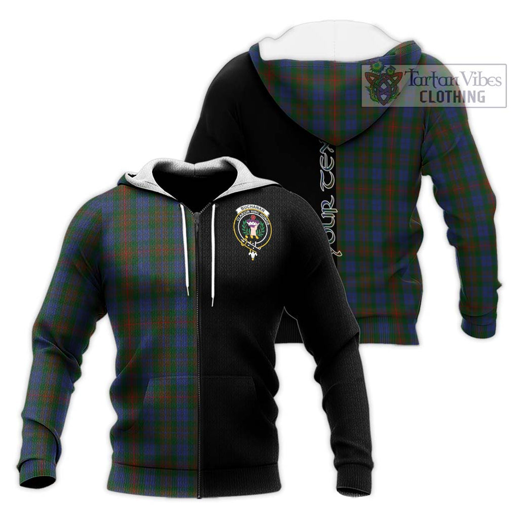 Buchanan Hunting Tartan Knitted Hoodie with Family Crest and Half Of Me Style Unisex Knitted Zip Hoodie - Tartanvibesclothing Shop