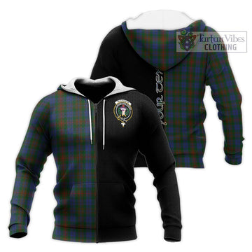 Buchanan Hunting Tartan Knitted Hoodie with Family Crest and Half Of Me Style