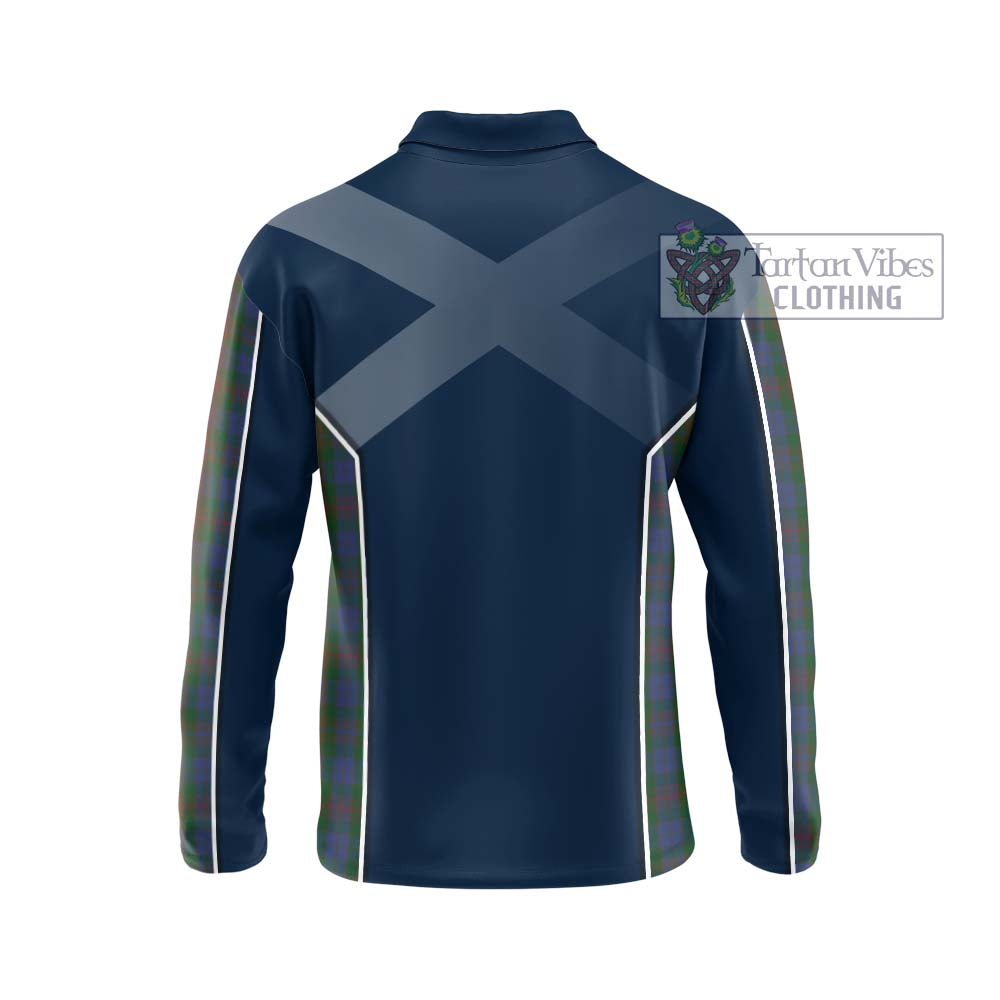 Buchanan Hunting Tartan Long Sleeve Polo Shirt with Family Crest and Lion Rampant Vibes Sport Style - Tartan Vibes Clothing