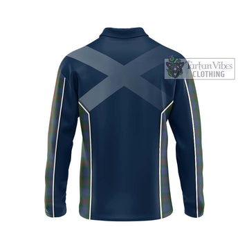 Buchanan Hunting Tartan Long Sleeve Polo Shirt with Family Crest and Lion Rampant Vibes Sport Style