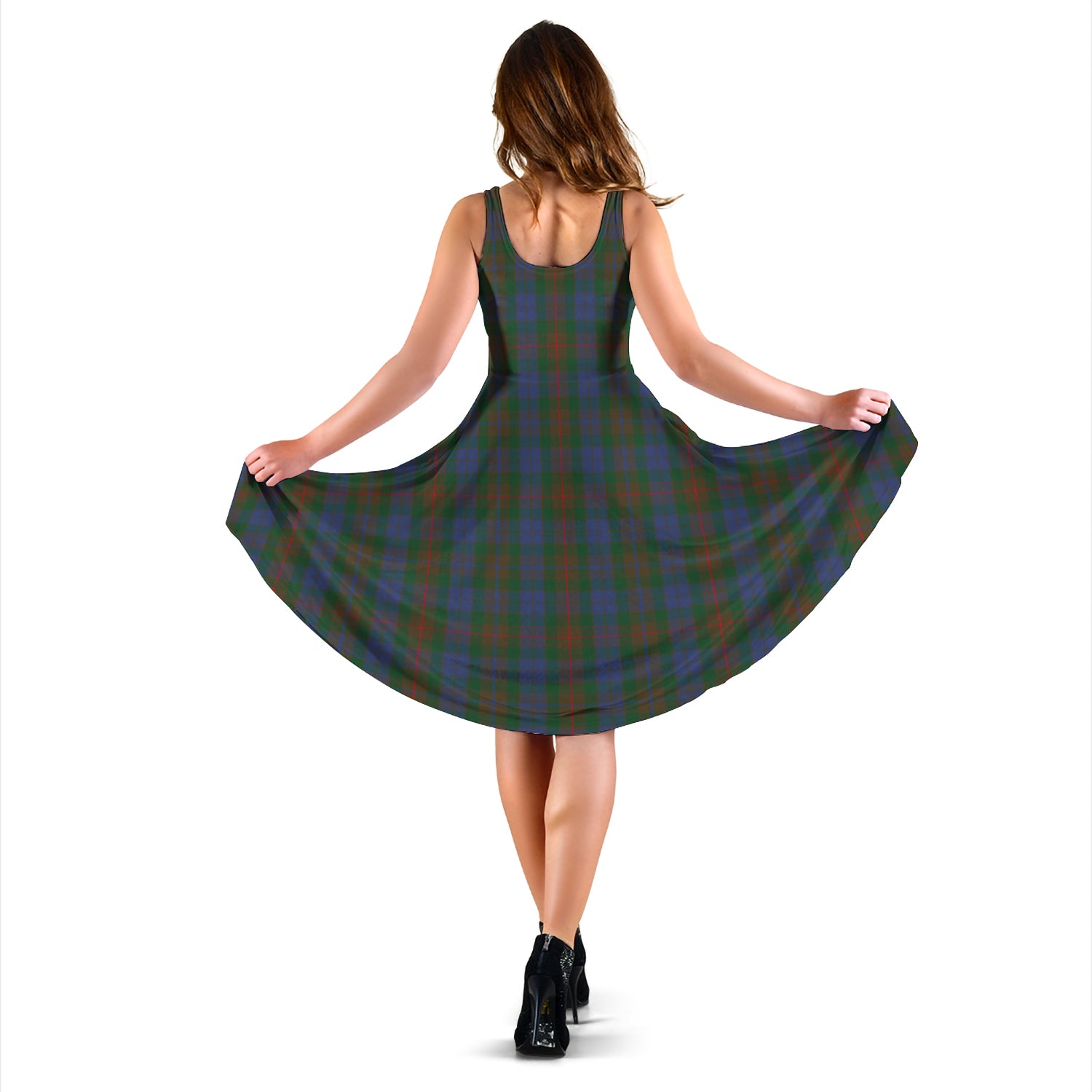 Buchanan Hunting Tartan Sleeveless Midi Womens Dress - Tartanvibesclothing