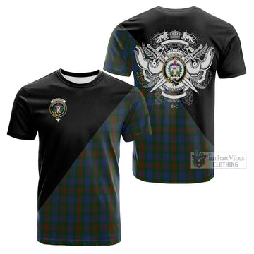 Buchanan Hunting Tartan Cotton T-shirt with Family Crest and Military Logo Style