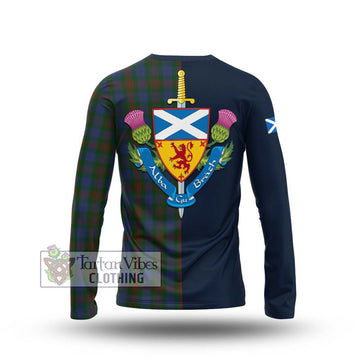 Buchanan Hunting Tartan Long Sleeve T-Shirt Alba with Scottish Lion Royal Arm Half Style