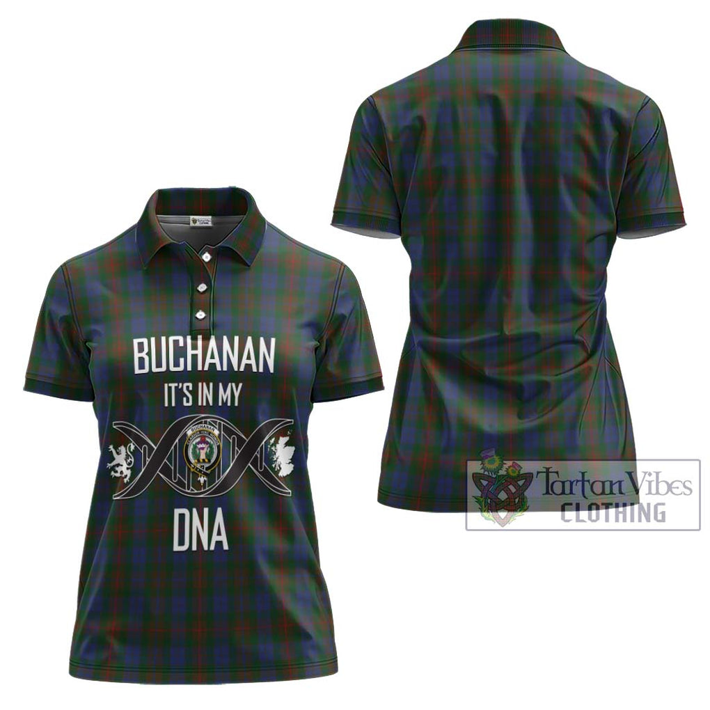 Buchanan Hunting Tartan Women's Polo Shirt with Family Crest DNA In Me Style - Tartanvibesclothing Shop