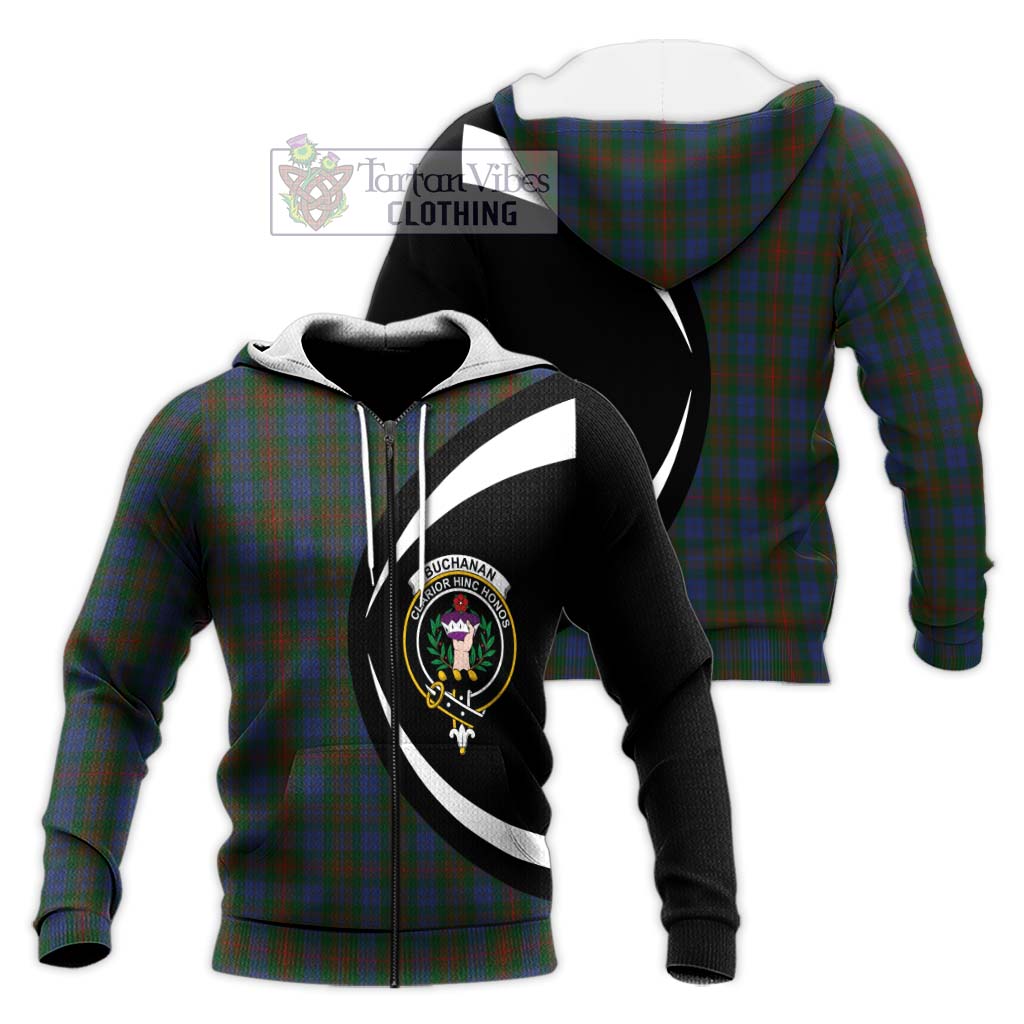 Buchanan Hunting Tartan Knitted Hoodie with Family Crest Circle Style Unisex Knitted Zip Hoodie - Tartan Vibes Clothing