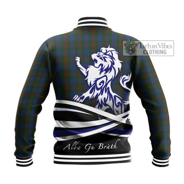 Buchanan Hunting Tartan Baseball Jacket with Alba Gu Brath Regal Lion Emblem