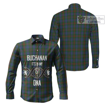 Buchanan Hunting Tartan Long Sleeve Button Shirt with Family Crest DNA In Me Style