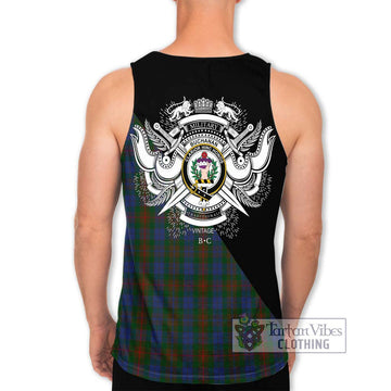 Buchanan Hunting Tartan Men's Tank Top with Family Crest and Military Logo Style