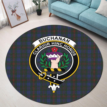 Buchanan Hunting Tartan Round Rug with Family Crest