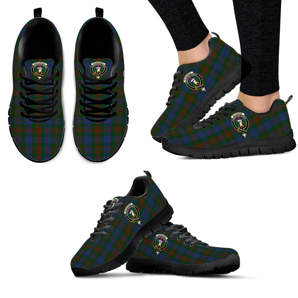 Buchanan Hunting Tartan Sneakers with Family Crest - Tartan Vibes Clothing