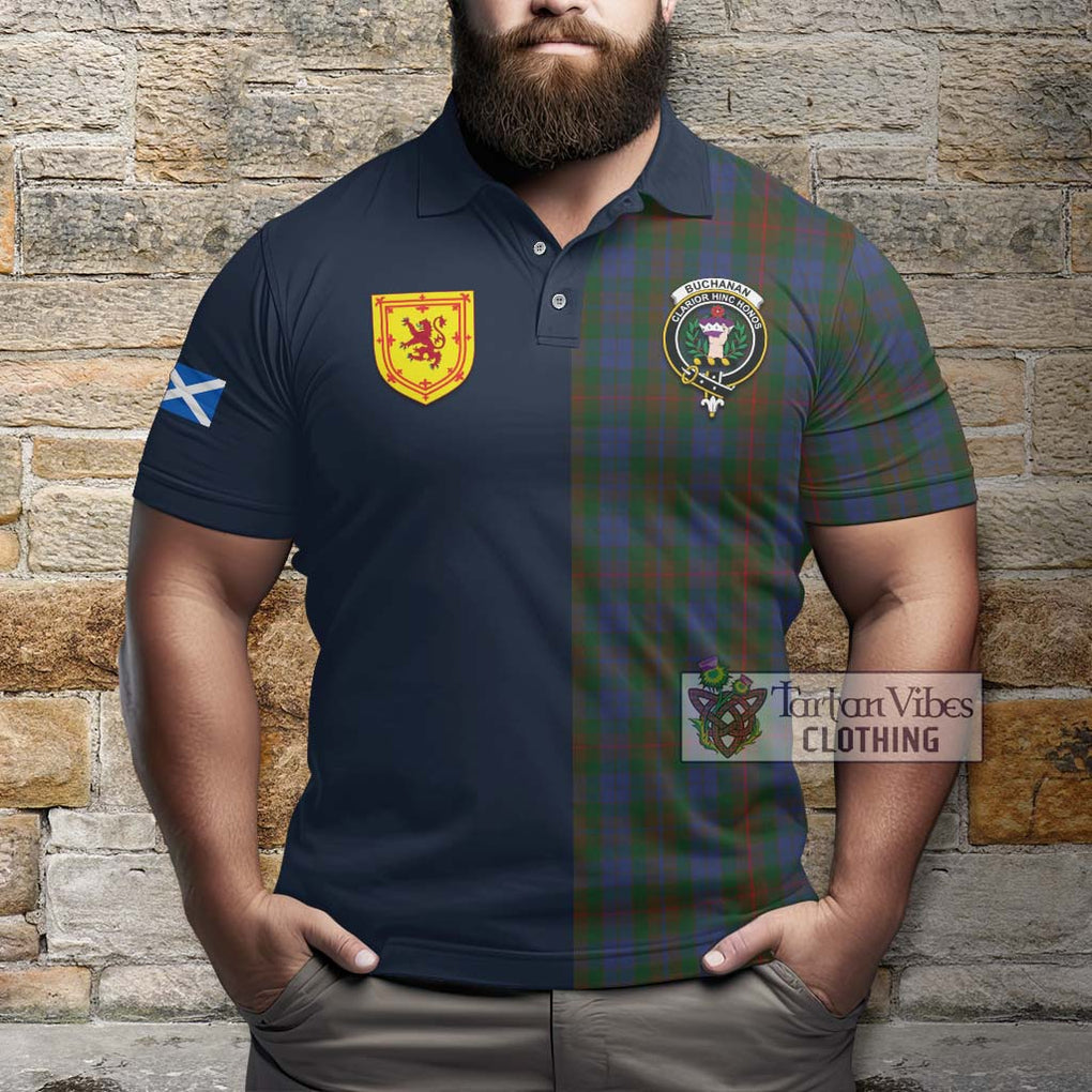 Tartan Vibes Clothing Buchanan Hunting Tartan Polo Shirt with Scottish Lion Royal Arm Half Style