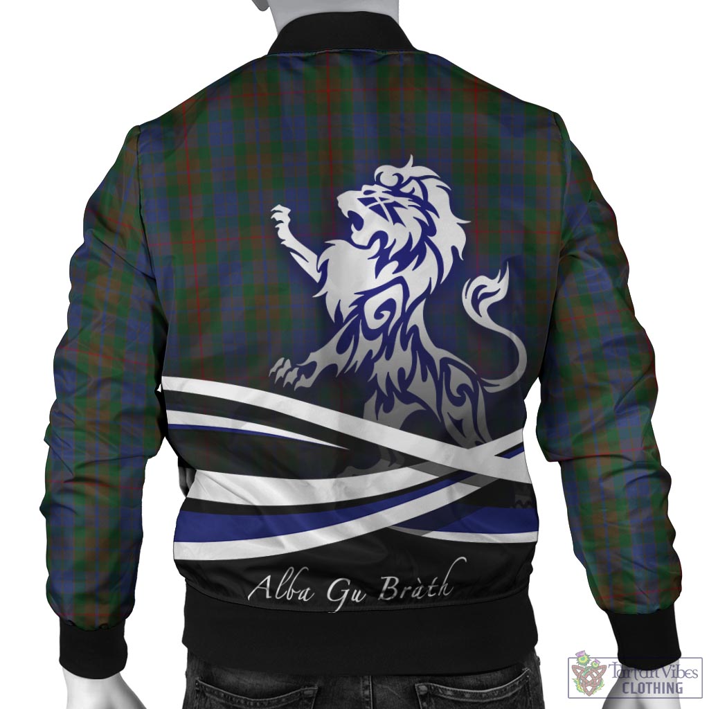 Tartan Vibes Clothing Buchanan Hunting Tartan Bomber Jacket with Alba Gu Brath Regal Lion Emblem