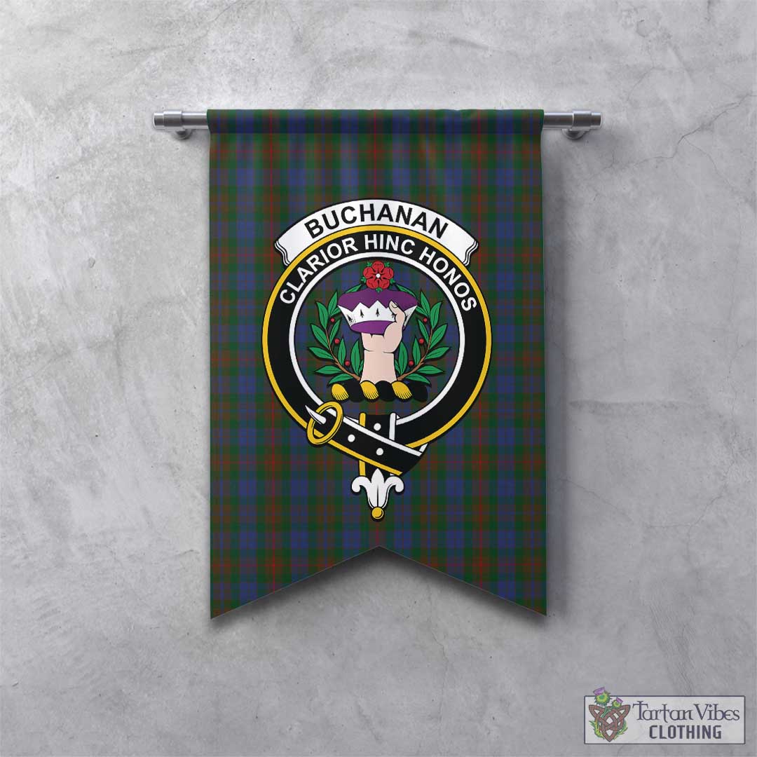 Tartan Vibes Clothing Buchanan Hunting Tartan Gonfalon, Tartan Banner with Family Crest