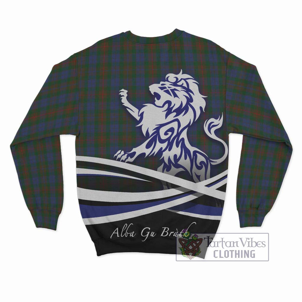 Buchanan Hunting Tartan Sweatshirt with Alba Gu Brath Regal Lion Emblem - Tartanvibesclothing Shop