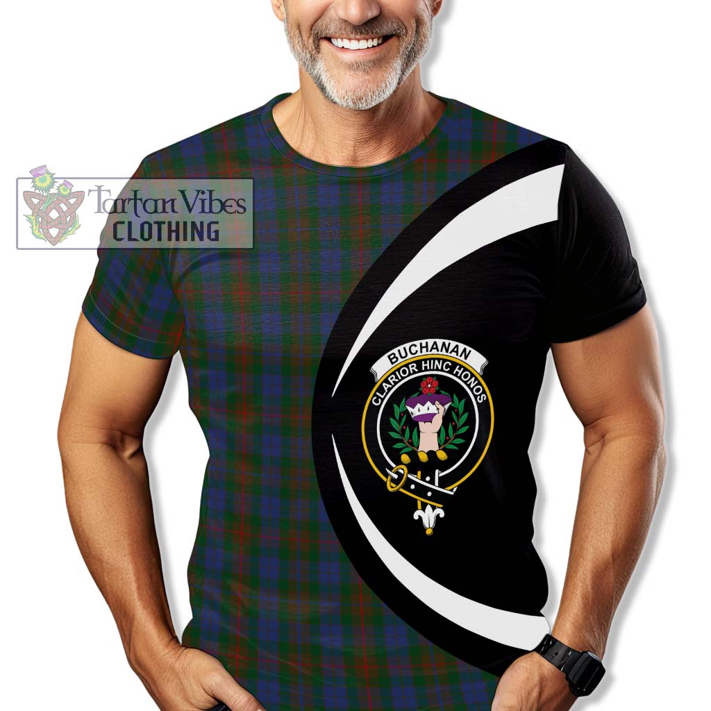 Tartan Vibes Clothing Buchanan Hunting Tartan T-Shirt with Family Crest Circle Style