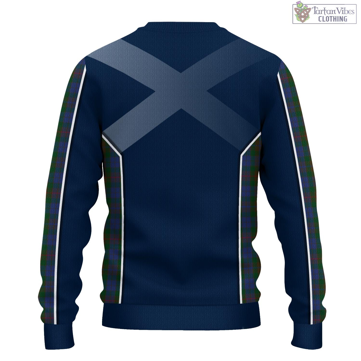 Tartan Vibes Clothing Buchanan Hunting Tartan Knitted Sweatshirt with Family Crest and Scottish Thistle Vibes Sport Style