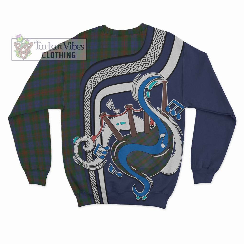 Buchanan Hunting Tartan Sweatshirt with Epic Bagpipe Style - Tartanvibesclothing Shop