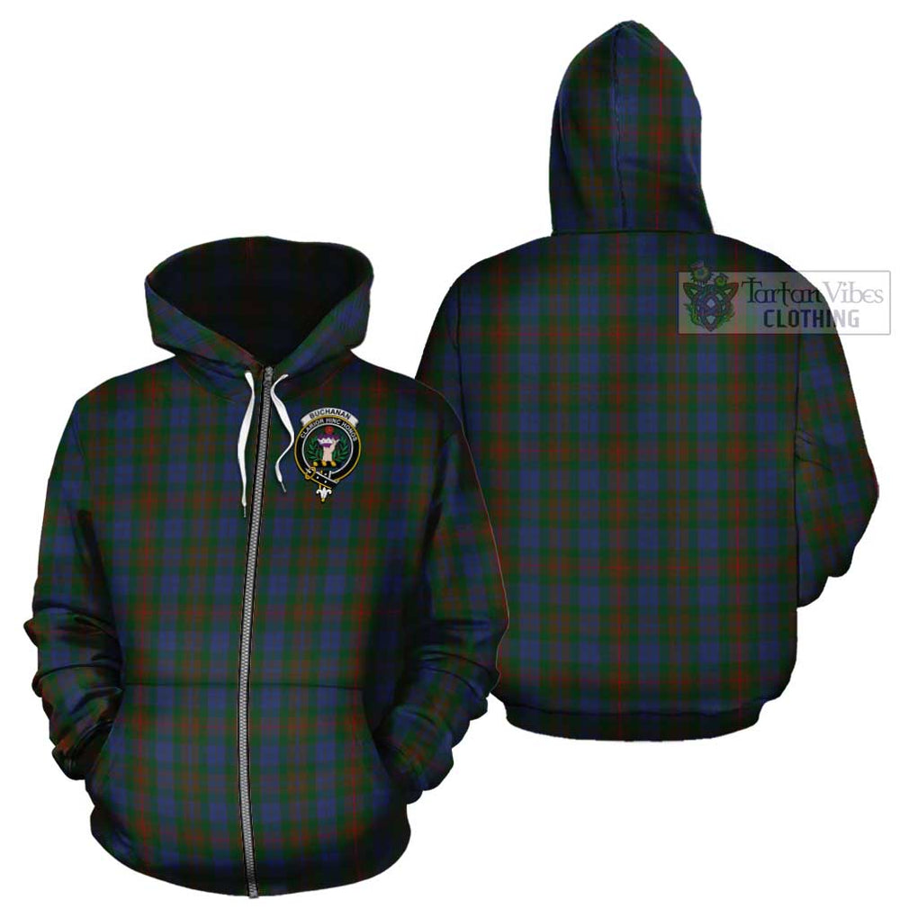 Buchanan Hunting Tartan Cotton Hoodie with Family Crest Zip Hoodie - Tartan Vibes Clothing