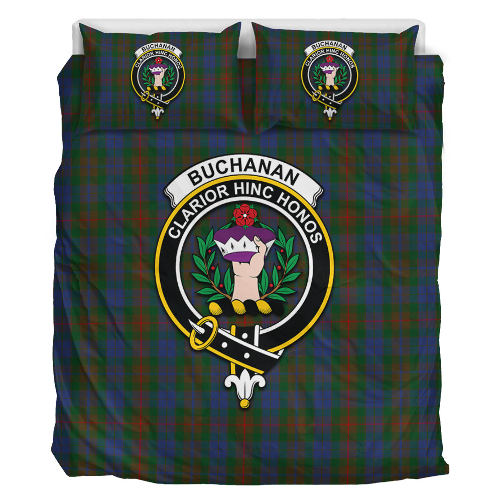 Buchanan Hunting Tartan Bedding Set with Family Crest - Tartan Vibes Clothing