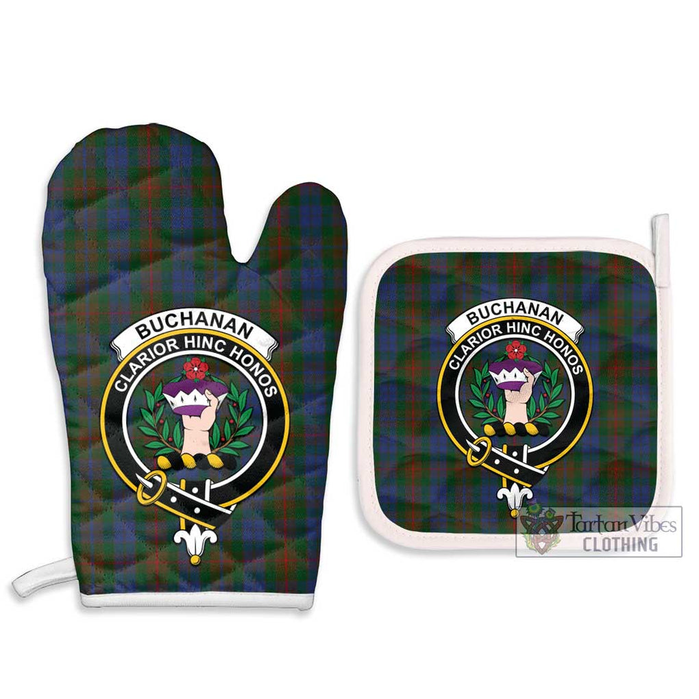 Buchanan Hunting Tartan Combo Oven Mitt & Pot-Holder with Family Crest Combo 1 Oven Mitt & 2 Pot-Holder White - Tartan Vibes Clothing