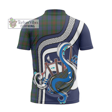 Buchanan Hunting Tartan Zipper Polo Shirt with Epic Bagpipe Style