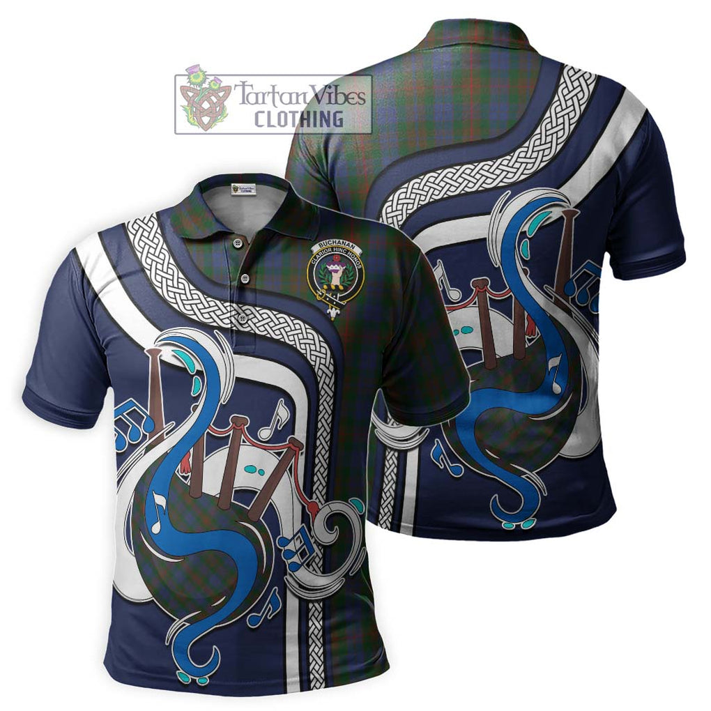 Tartan Vibes Clothing Buchanan Hunting Tartan Polo Shirt with Epic Bagpipe Style