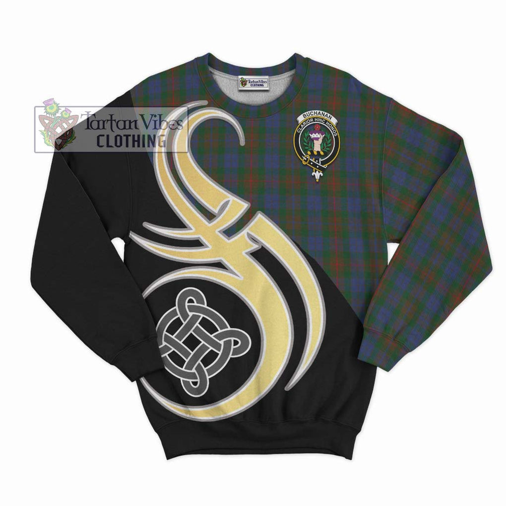 Buchanan Hunting Tartan Sweatshirt with Family Crest and Celtic Symbol Style - Tartan Vibes Clothing