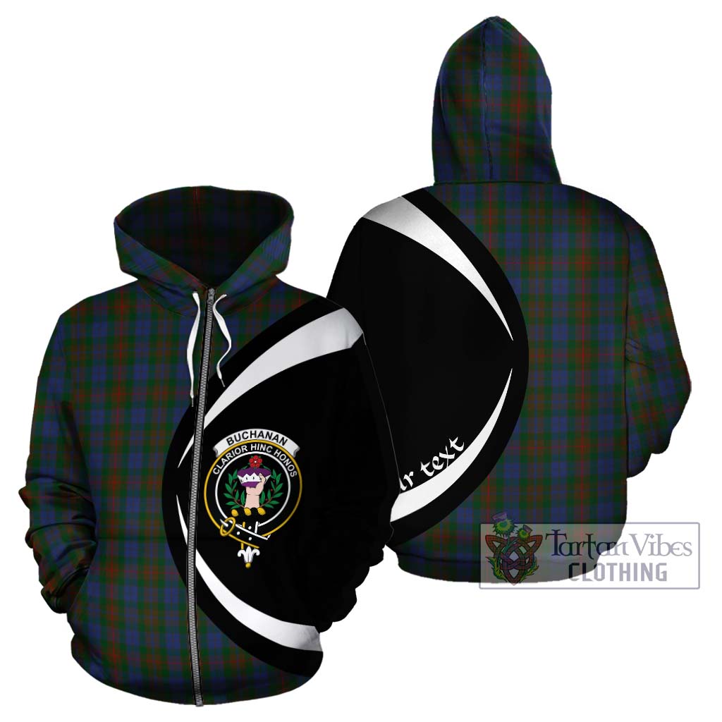 Tartan Vibes Clothing Buchanan Hunting Tartan Hoodie with Family Crest Circle Style