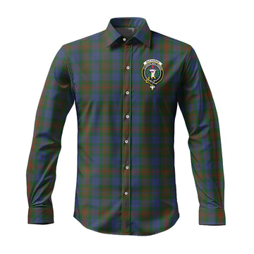 Buchanan Hunting Tartan Long Sleeve Button Up Shirt with Family Crest