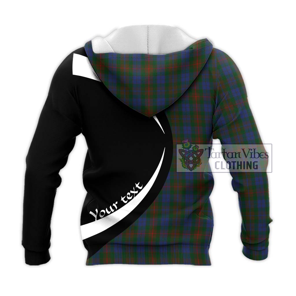 Buchanan Hunting Tartan Knitted Hoodie with Family Crest Circle Style - Tartan Vibes Clothing