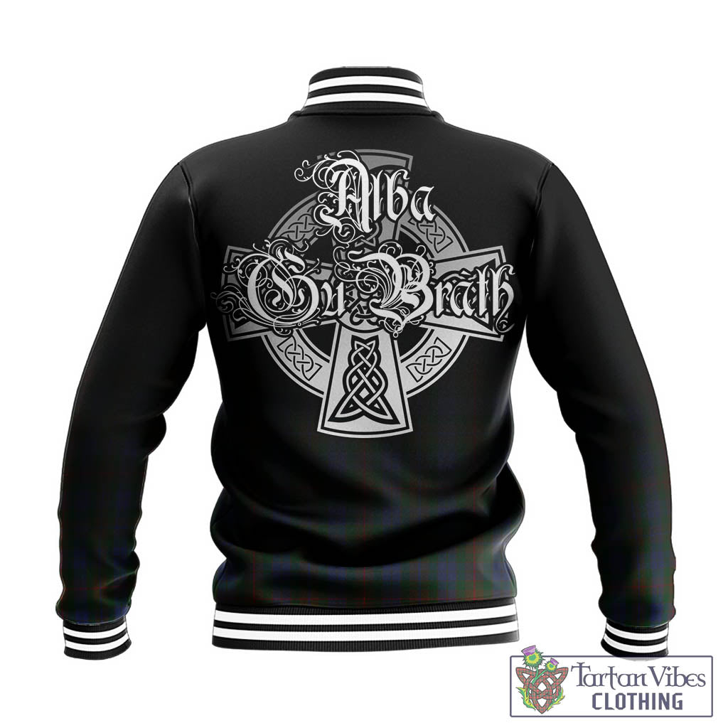 Tartan Vibes Clothing Buchanan Hunting Tartan Baseball Jacket Featuring Alba Gu Brath Family Crest Celtic Inspired