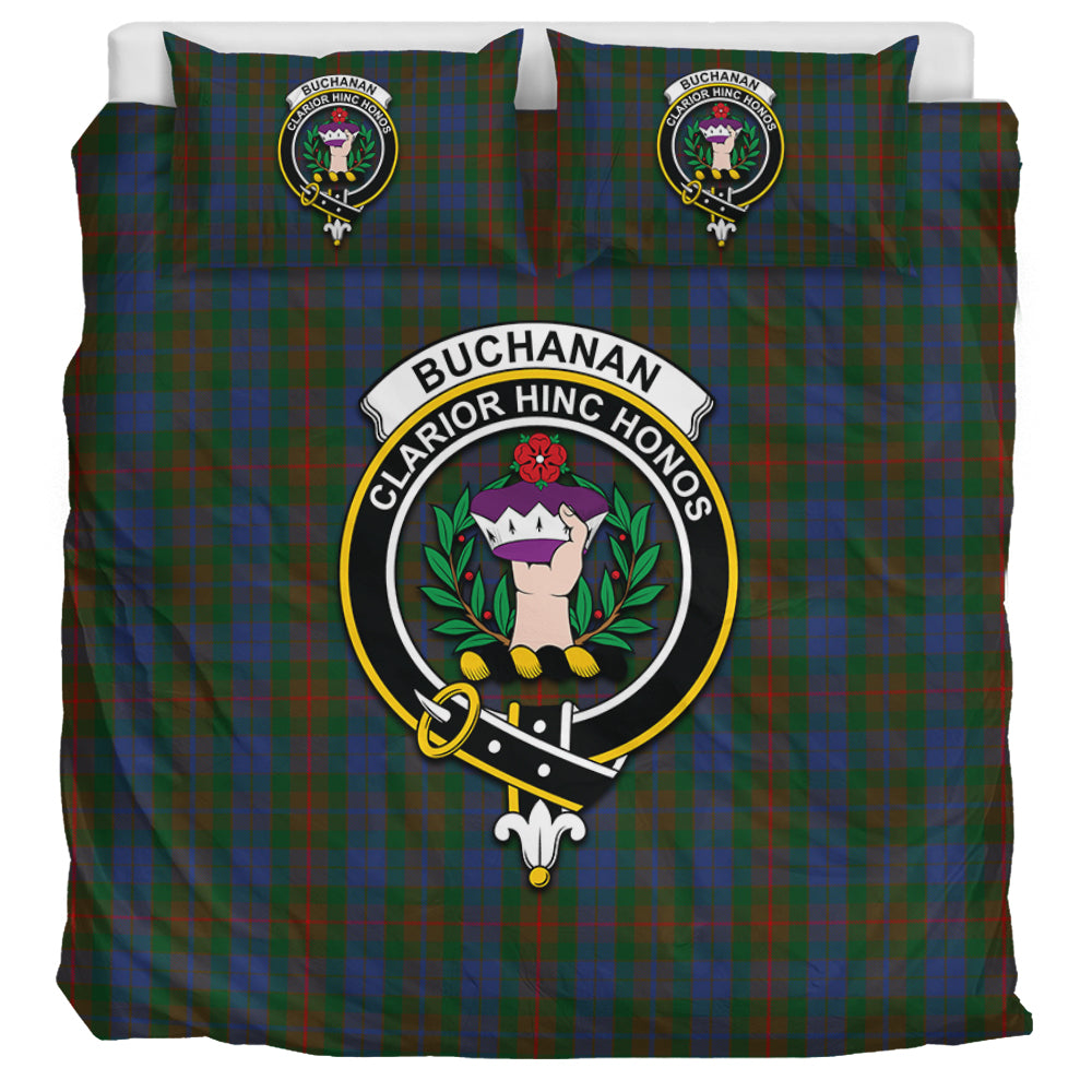 Buchanan Hunting Tartan Bedding Set with Family Crest UK Bedding Set UK Super King 104*94 inch - Tartan Vibes Clothing