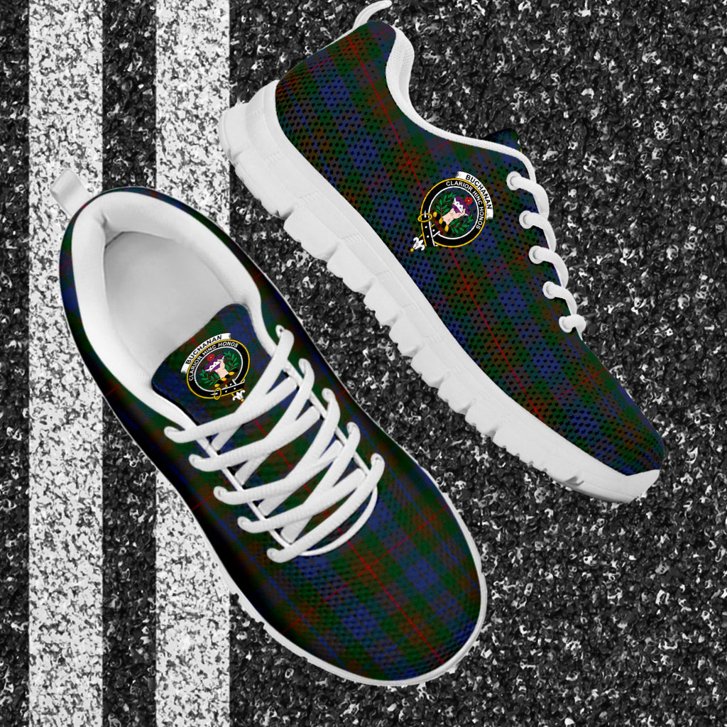 Buchanan Hunting Tartan Sneakers with Family Crest - Tartan Vibes Clothing