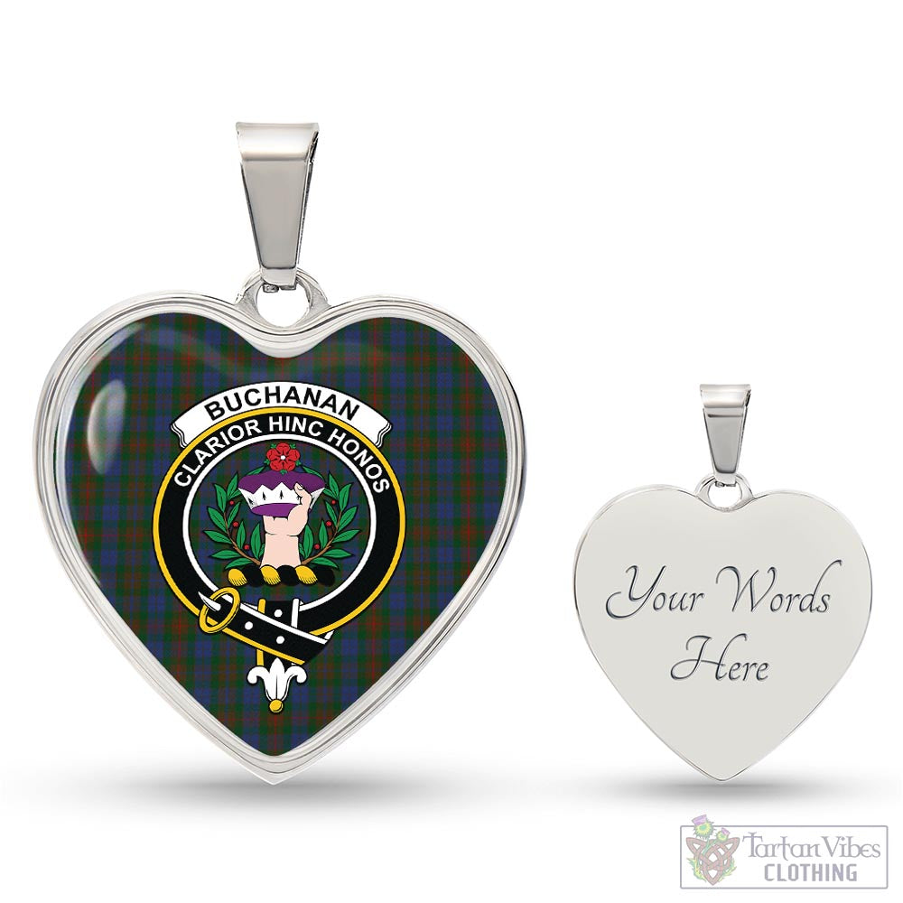 Tartan Vibes Clothing Buchanan Hunting Tartan Heart Necklace with Family Crest