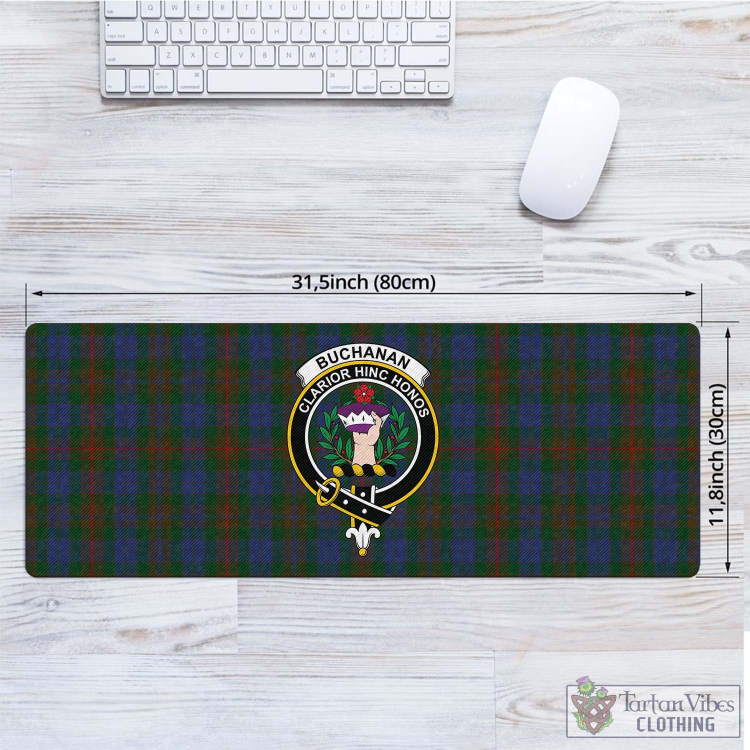 Tartan Vibes Clothing Buchanan Hunting Tartan Mouse Pad with Family Crest