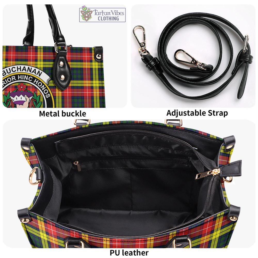 Tartan Vibes Clothing Buchanan Modern Tartan Luxury Leather Handbags with Family Crest