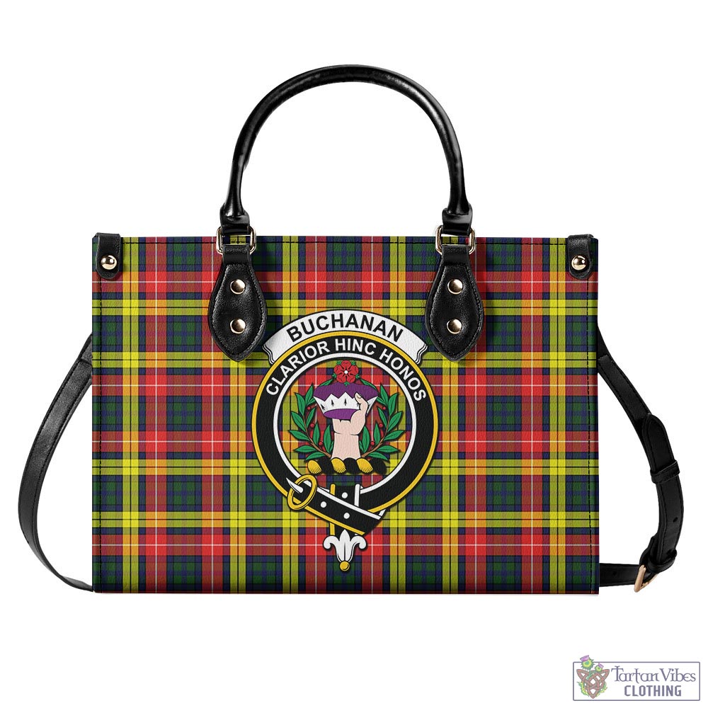 Tartan Vibes Clothing Buchanan Modern Tartan Luxury Leather Handbags with Family Crest