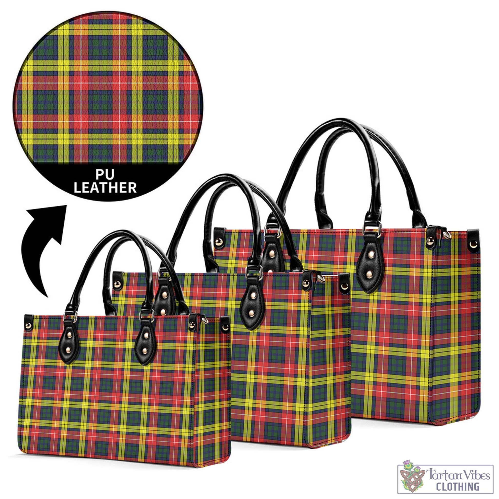 Tartan Vibes Clothing Buchanan Modern Tartan Luxury Leather Handbags