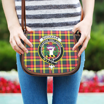 Buchanan Modern Tartan Saddle Bag with Family Crest