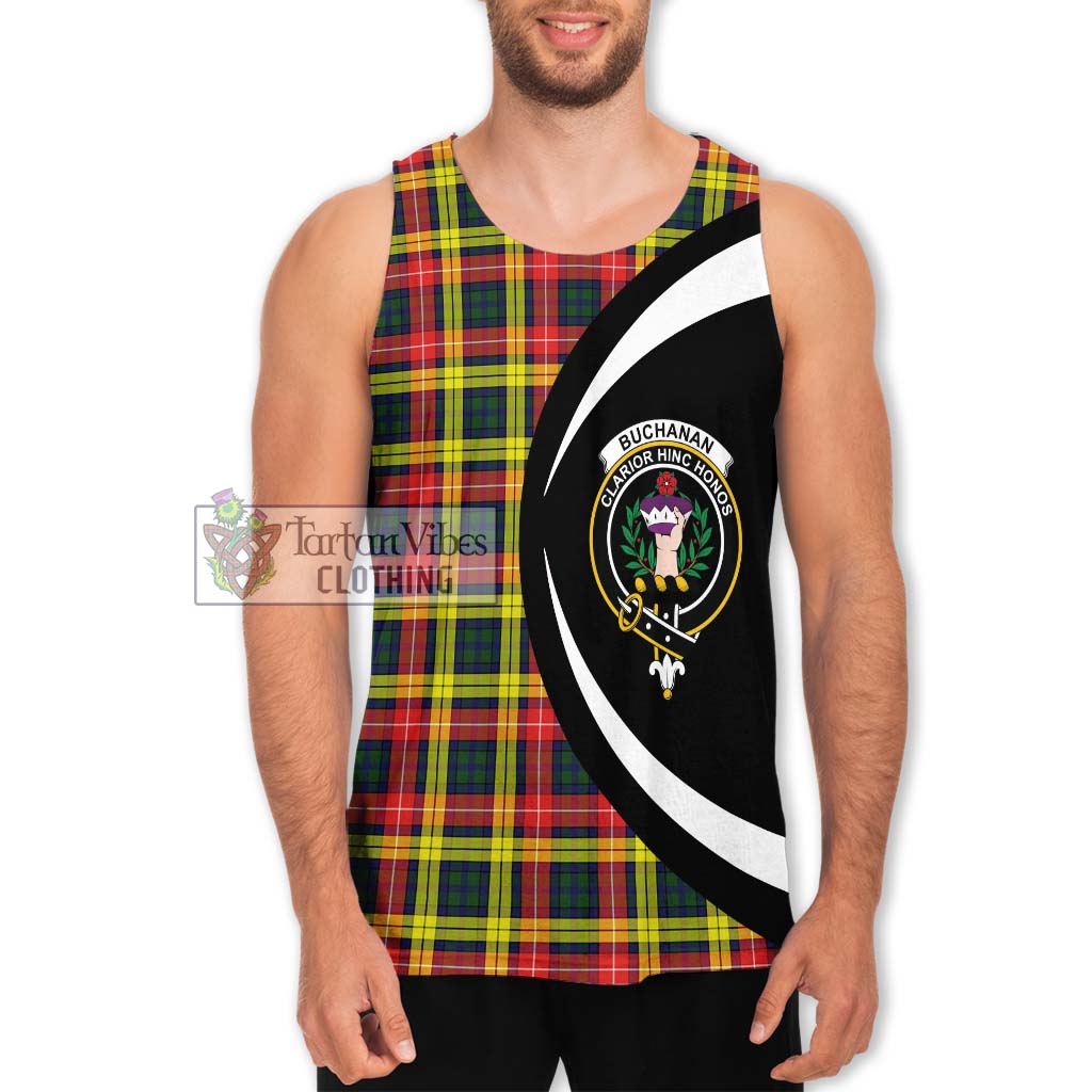 Buchanan Modern Tartan Men's Tank Top with Family Crest Circle Style Men - Tartan Vibes Clothing