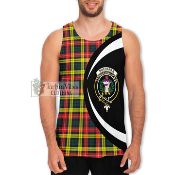 Buchanan Modern Tartan Men's Tank Top with Family Crest Circle Style