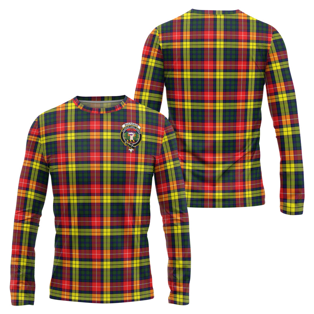 Buchanan Modern Tartan Long Sleeve T-Shirt with Family Crest Unisex - Tartanvibesclothing