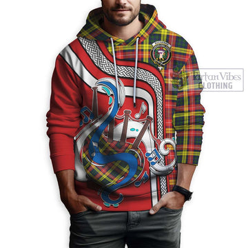 Buchanan Modern Tartan Hoodie with Epic Bagpipe Style