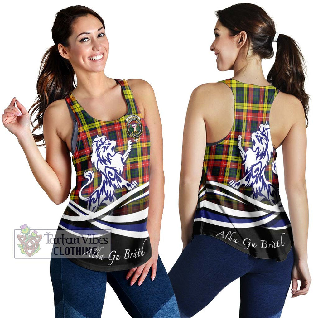 Buchanan Modern Tartan Women's Racerback Tanks with Alba Gu Brath Regal Lion Emblem 4XL - Tartanvibesclothing Shop