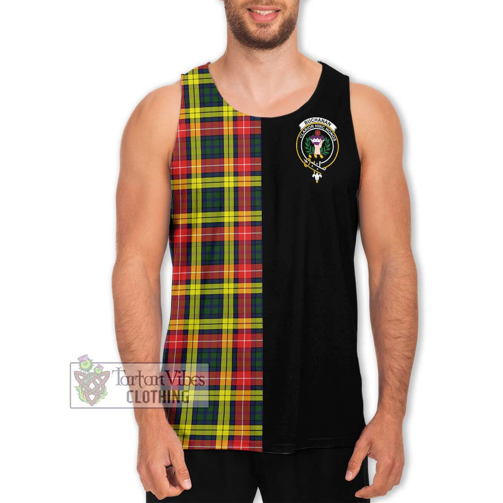 Buchanan Modern Tartan Men's Tank Top with Family Crest and Half Of Me Style Men - Tartanvibesclothing Shop