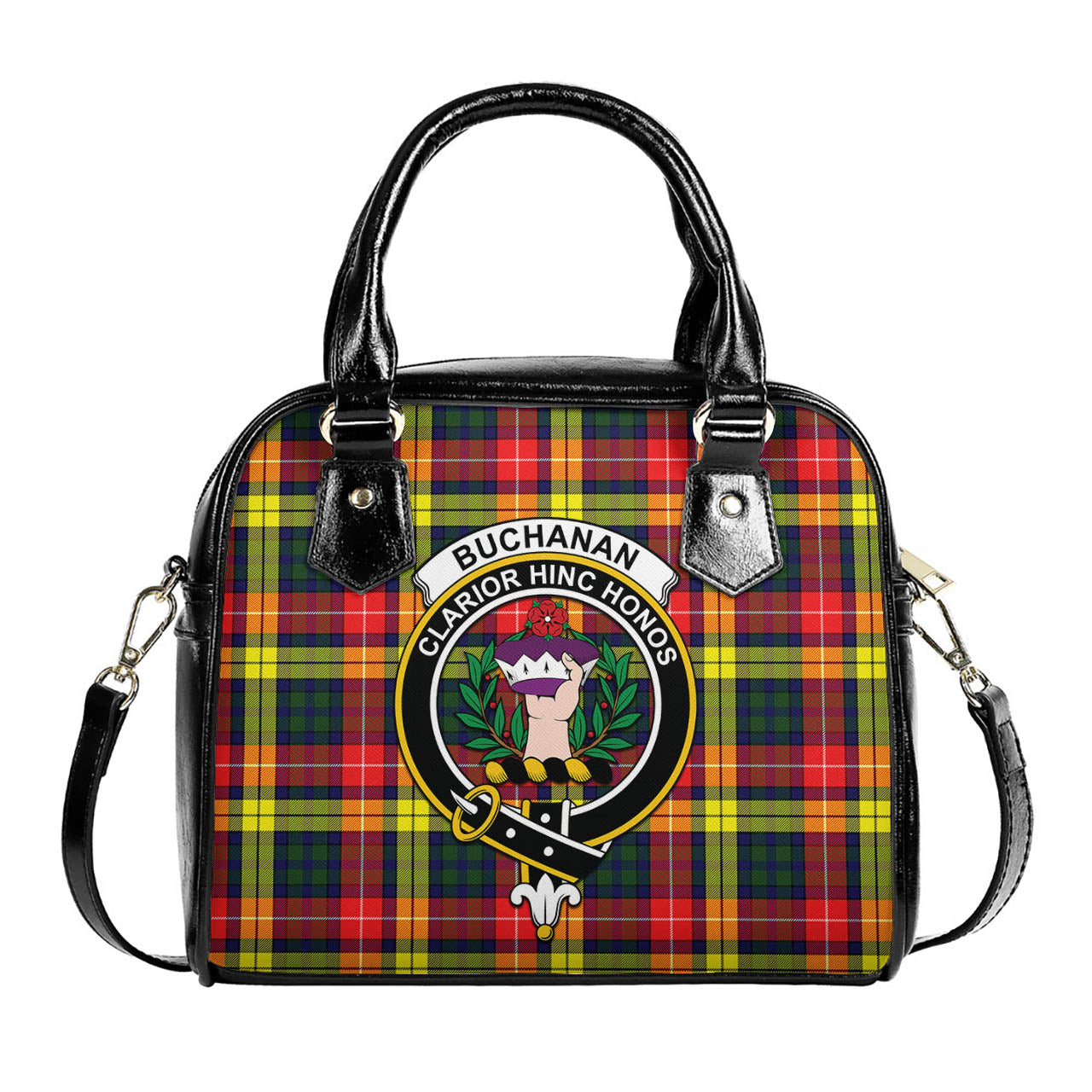 Buchanan Modern Tartan Shoulder Handbags with Family Crest One Size 6*25*22 cm - Tartanvibesclothing