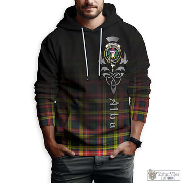 Buchanan Modern Tartan Hoodie Featuring Alba Gu Brath Family Crest Celtic Inspired