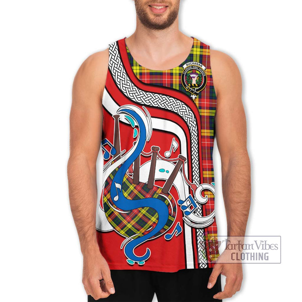 Buchanan Modern Tartan Men's Tank Top with Epic Bagpipe Style Men - Tartanvibesclothing Shop