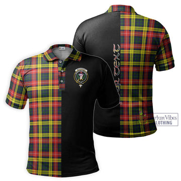 Buchanan Modern Tartan Polo Shirt with Family Crest and Half Of Me Style