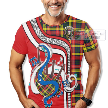 Buchanan Modern Tartan T-Shirt with Epic Bagpipe Style